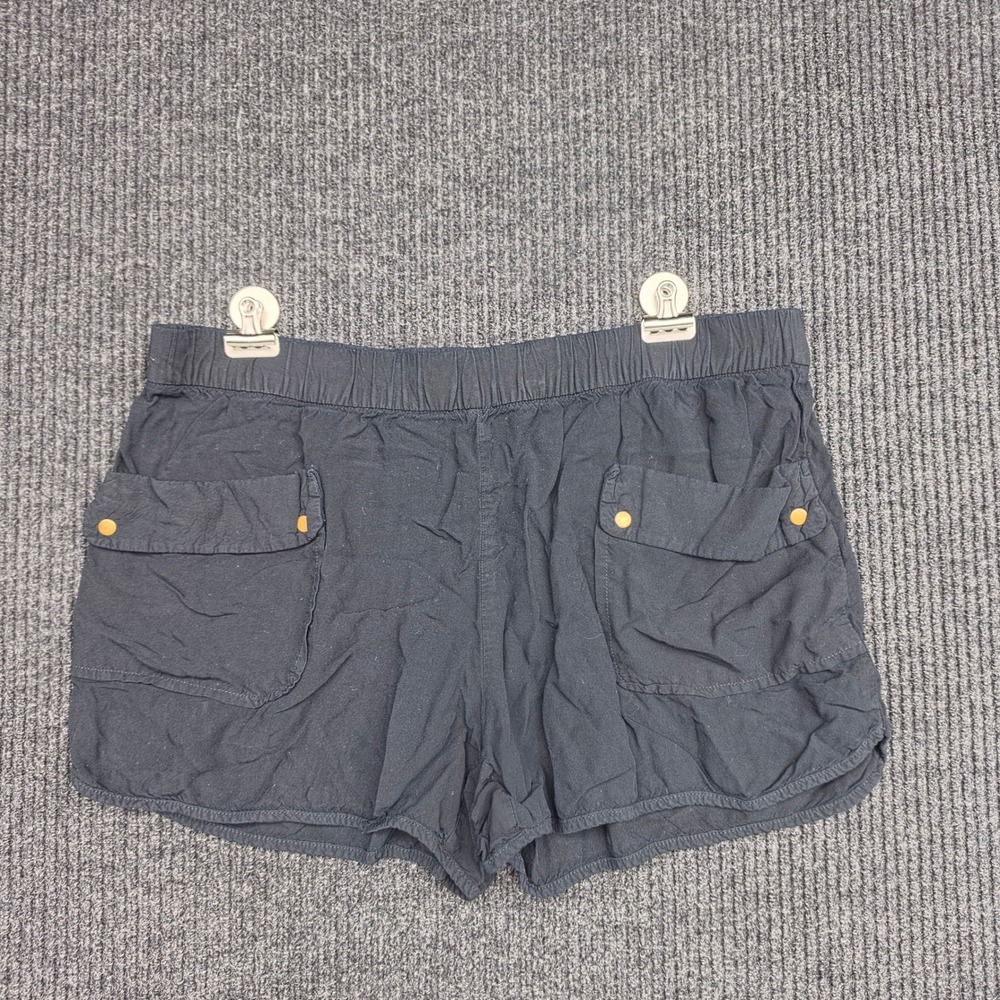 Gap Womens Medium Black Viscose Cargo Utility Shorts Elastic Waist Gold Snaps